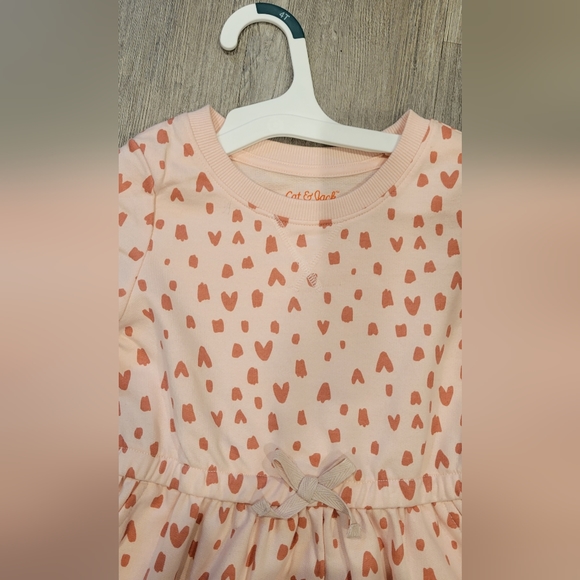 Size 4T | Cat & Jack Toddler Girls' Heart French Terry Long Sleeve Dress - Picture 3 of 6